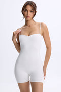 Modal Sweetheart-Neck Low-Back Unitard in White