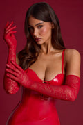 Lace Gloves in Fire Red
