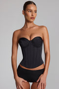 Lace-Up Bustier Corset Top in Black