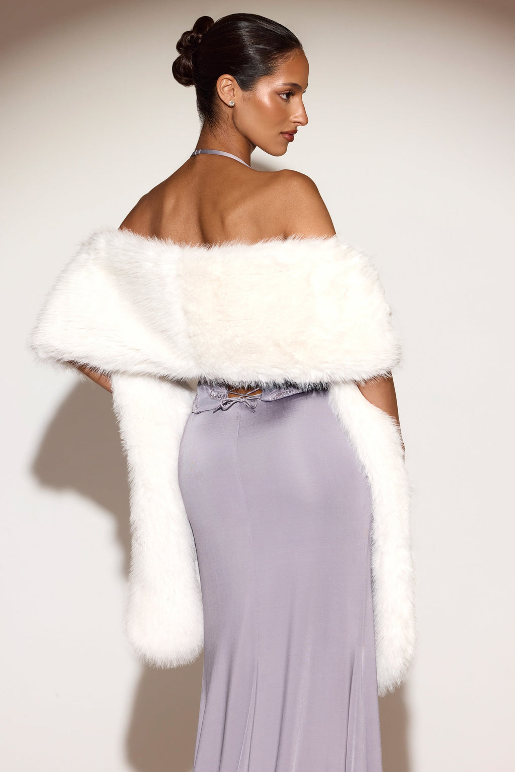 Faux-Fur Wrap Stole in White