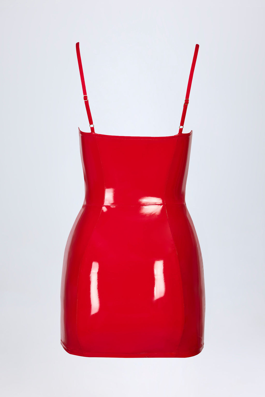 Vinyl Corset Mini Dress in Fire Red