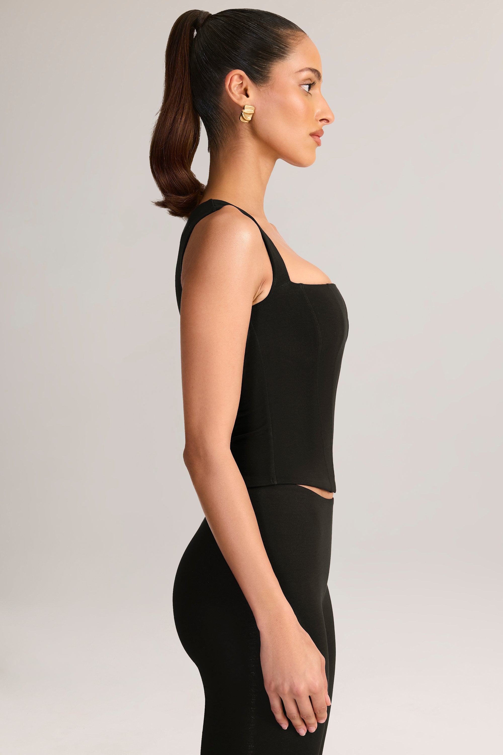 Modal Square-Neck Top in Black