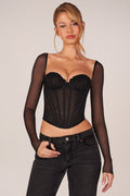 Corset Long-Sleeve Top in Black