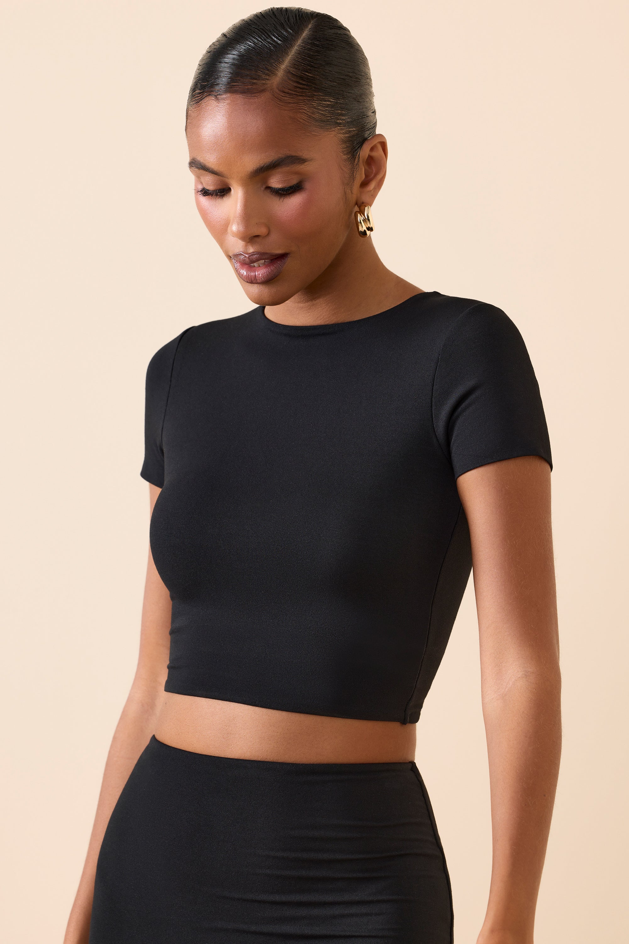 Cap Sleeve Crop Top in Black