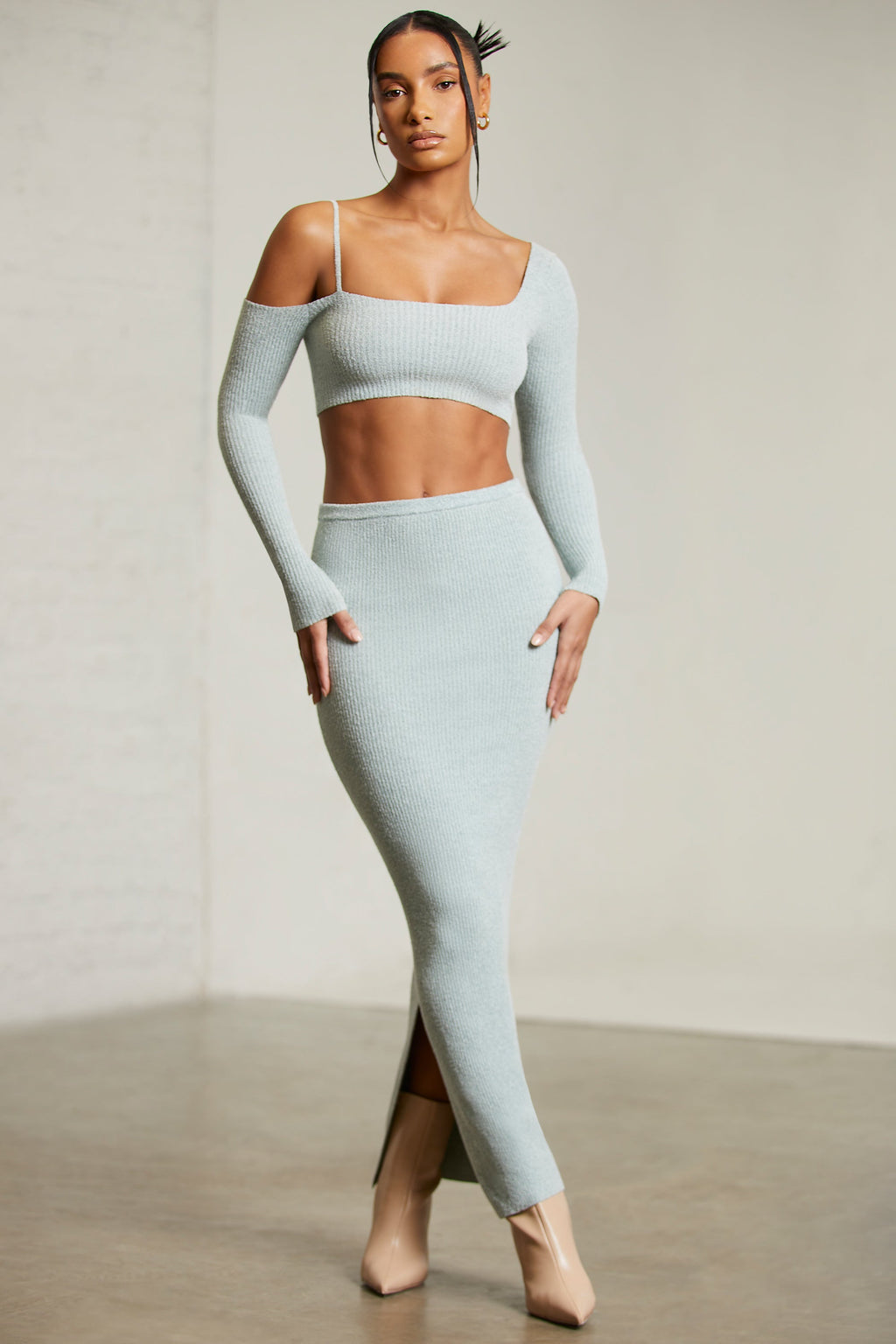 Low Rise Maxi Skirt in Green