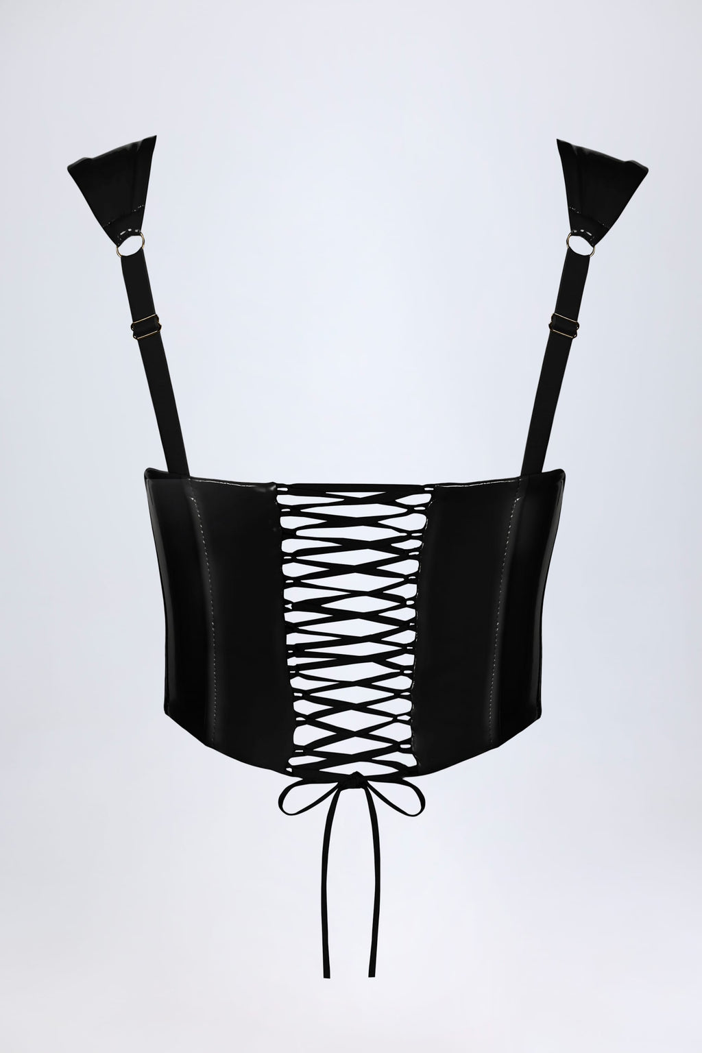 Vinyl Lace-Up Corset Top in Black