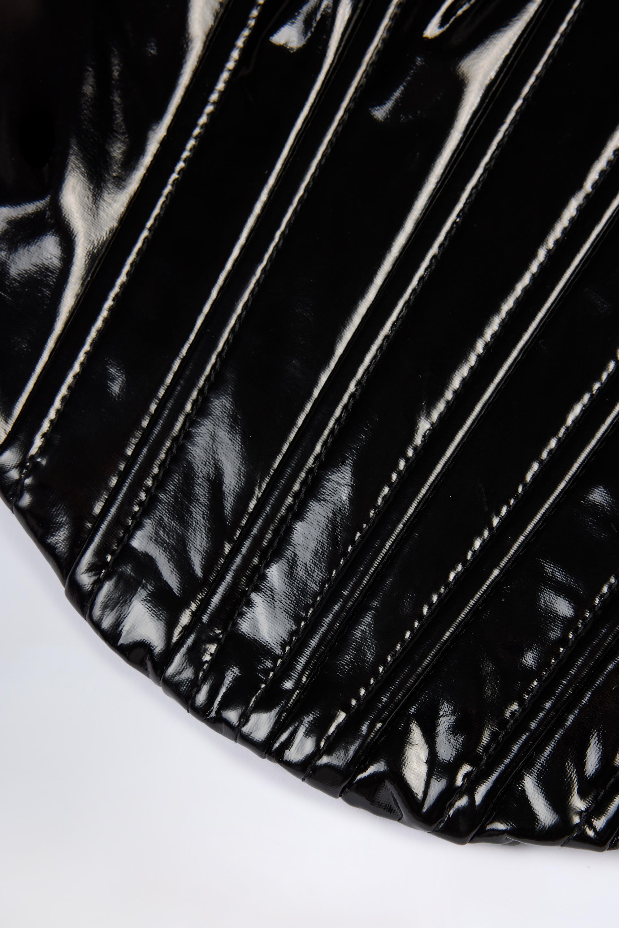 Vinyl Lace-Up Corset Top in Black