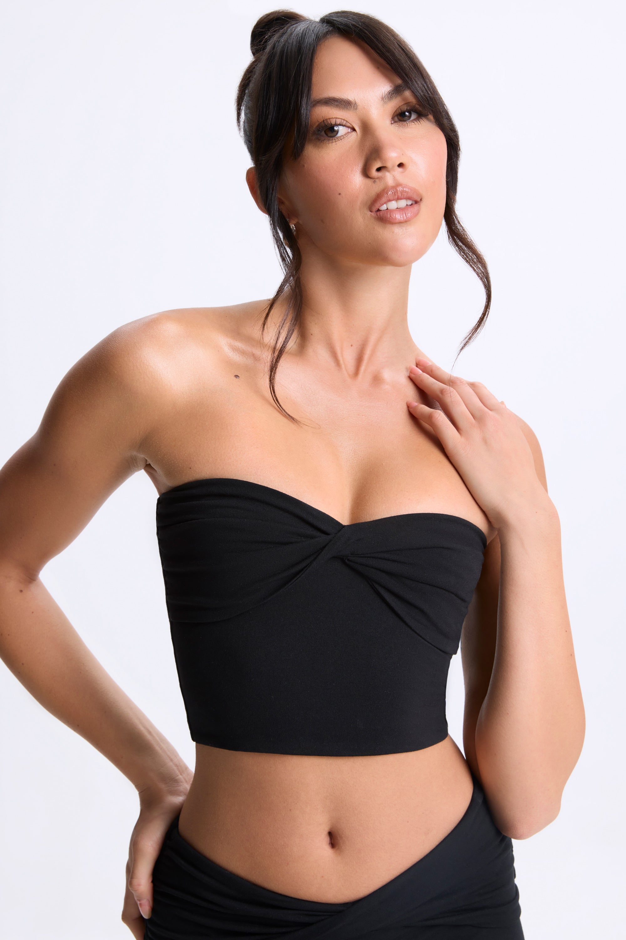 Modal Twist-Front Bandeau Top in Black