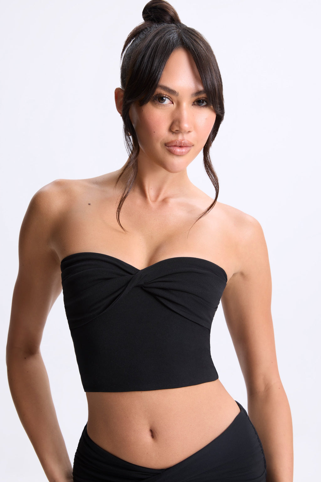 Modal Twist-Front Bandeau Top in Black