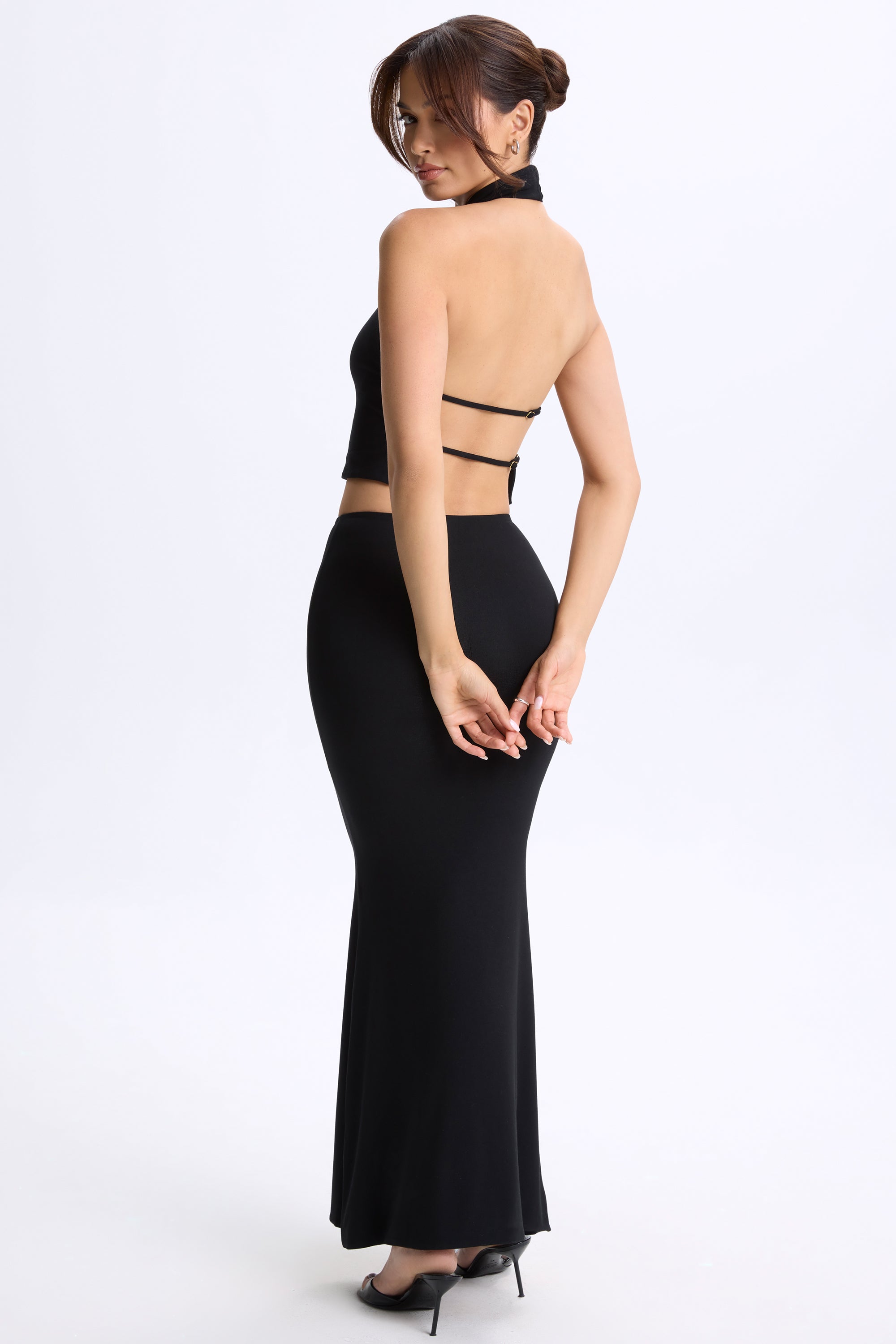 Modal Low-Rise Maxi Skirt in Black