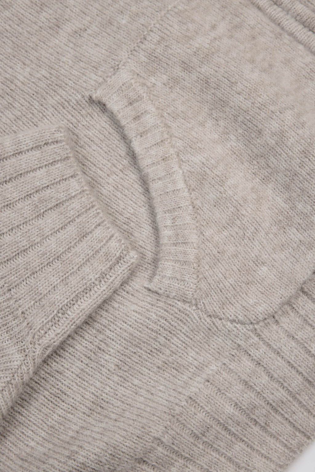 Soft Knit Zip-Up Cropped Hoodie in Beige