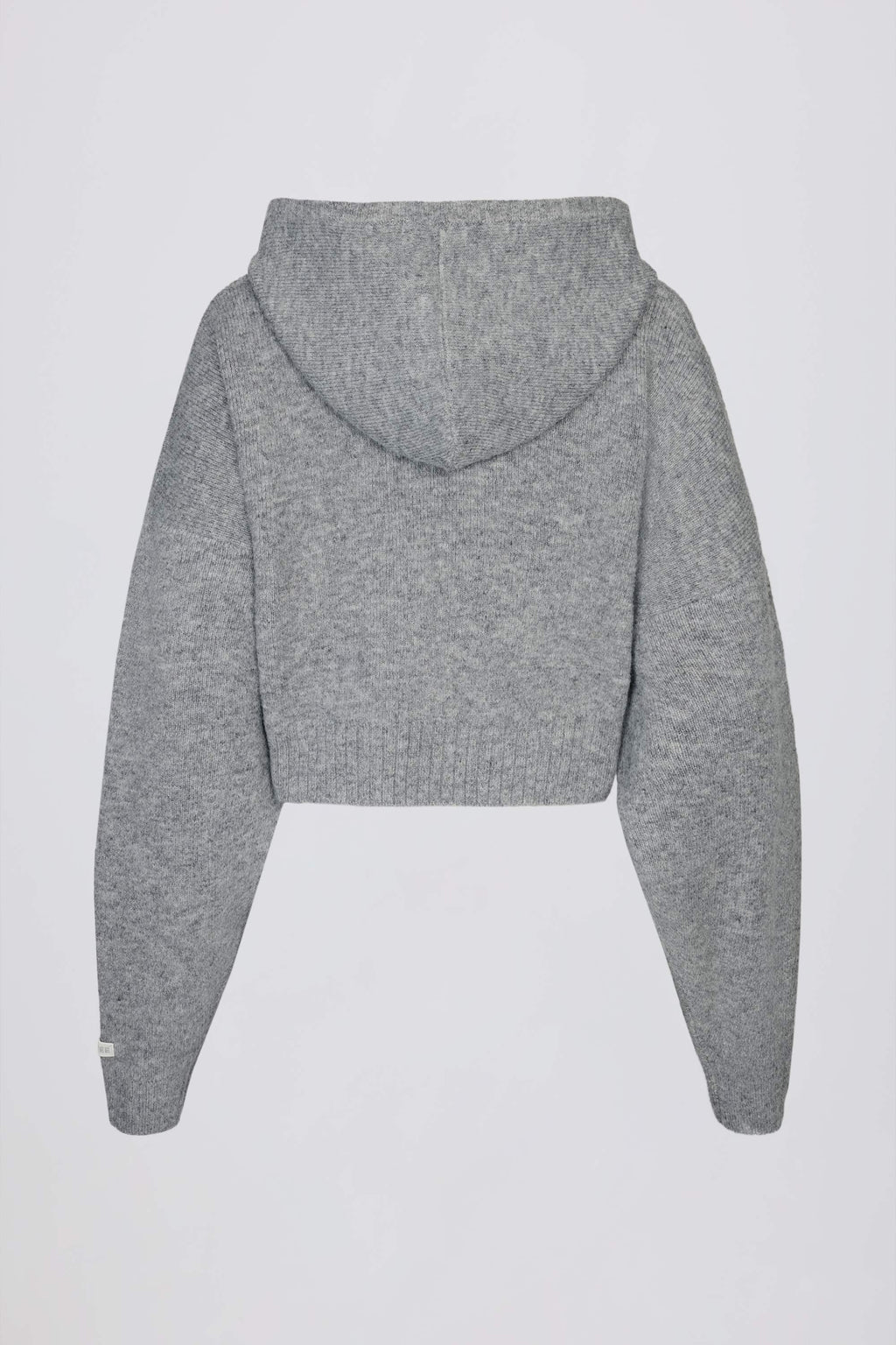 Soft Knit Zip-Up Cropped Hoodie in Grey