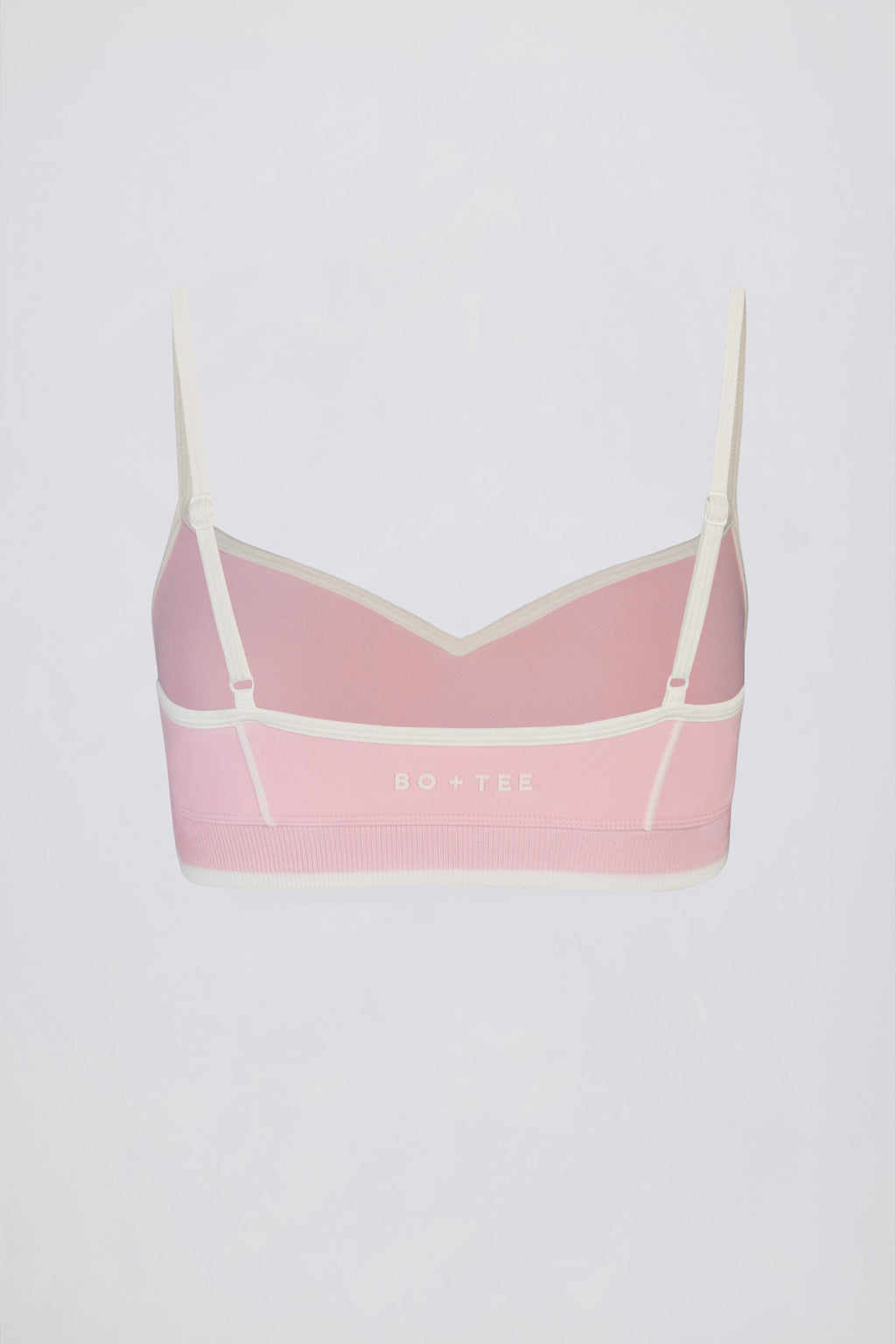 Soft Active Sweetheart-Neck Contrast Sports Bra in Powder Pink