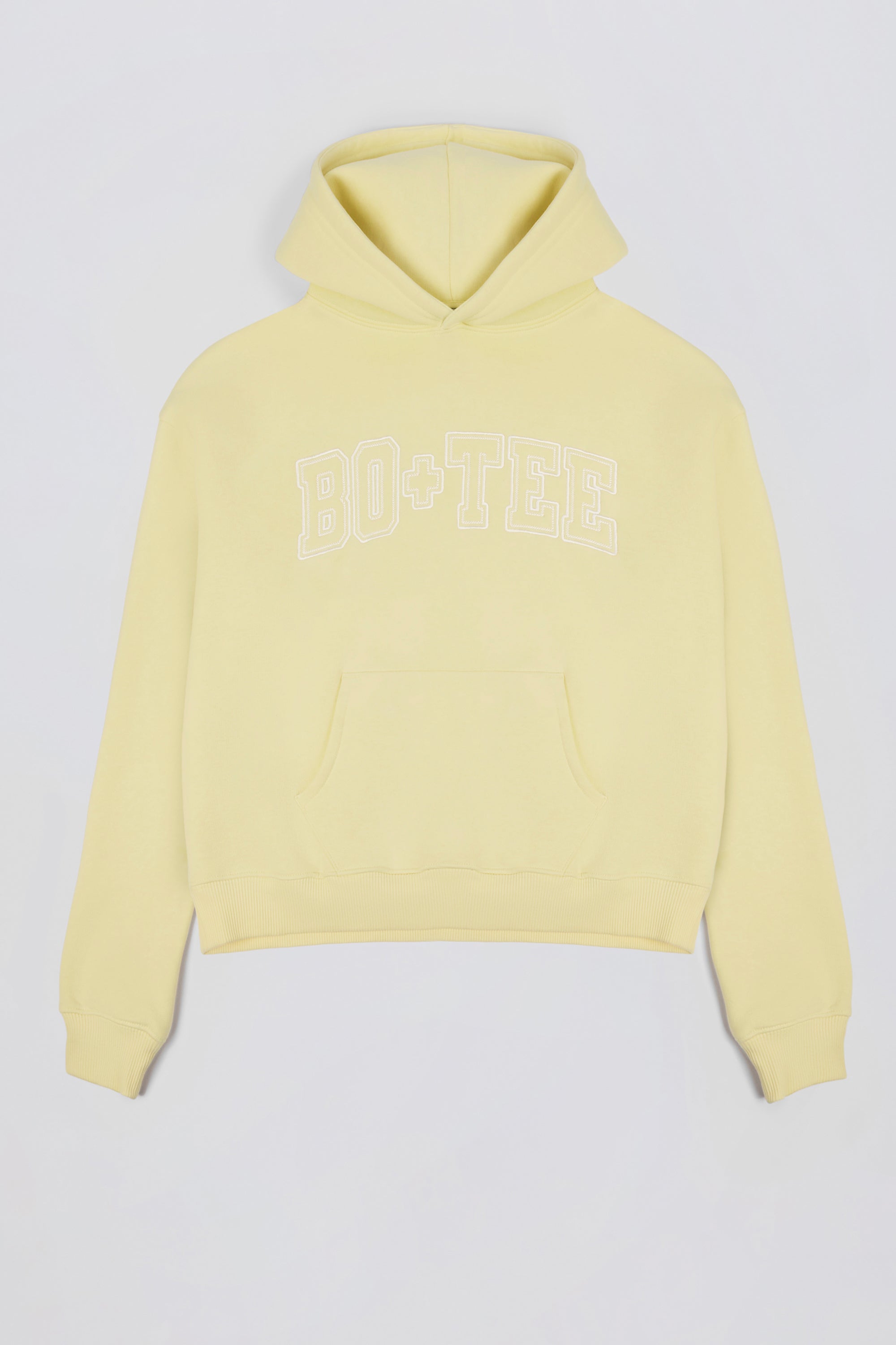 Embroidered Oversized Hoodie in Soft Yellow