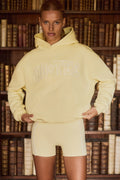 Embroidered Oversized Hoodie in Soft Yellow