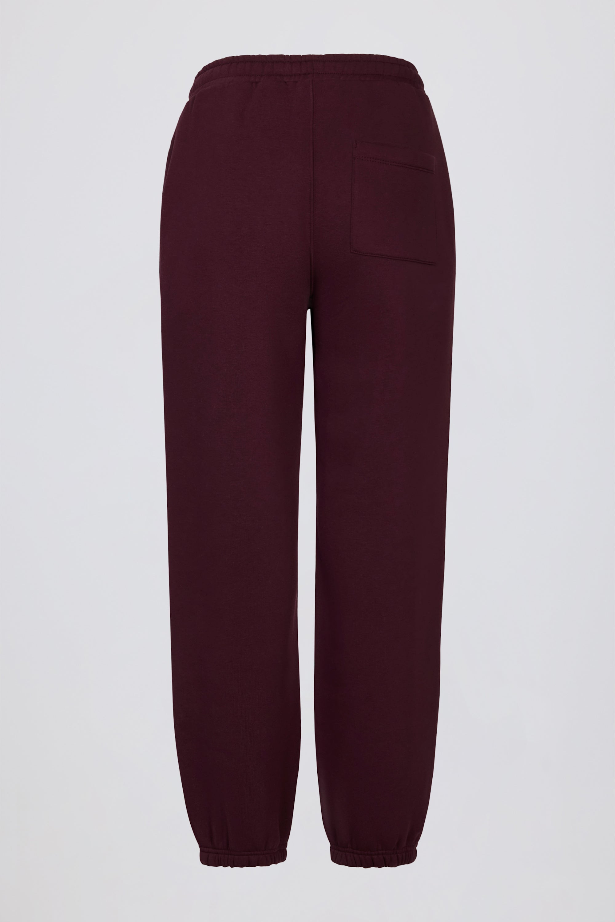 Brushed Cotton Jersey Mid-Rise Relaxed Joggers in Burgundy