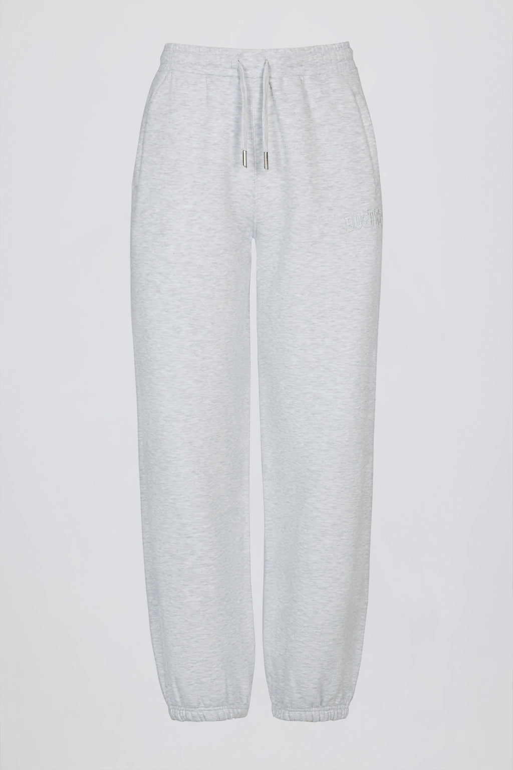 Brushed Cotton Jersey Mid-Rise Relaxed Joggers in Grey Marl