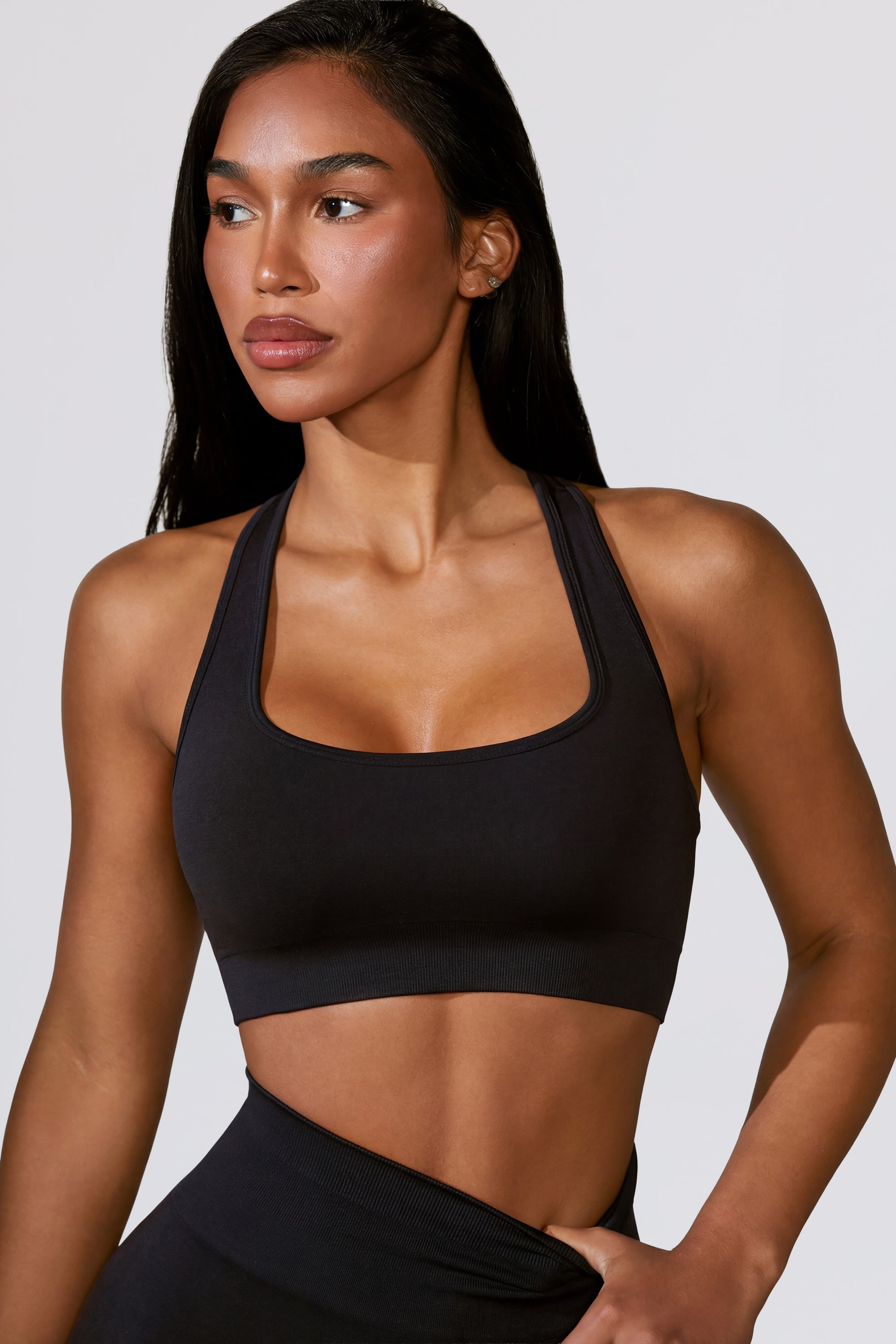 Cut Out Define Luxe Sports Bra in Black
