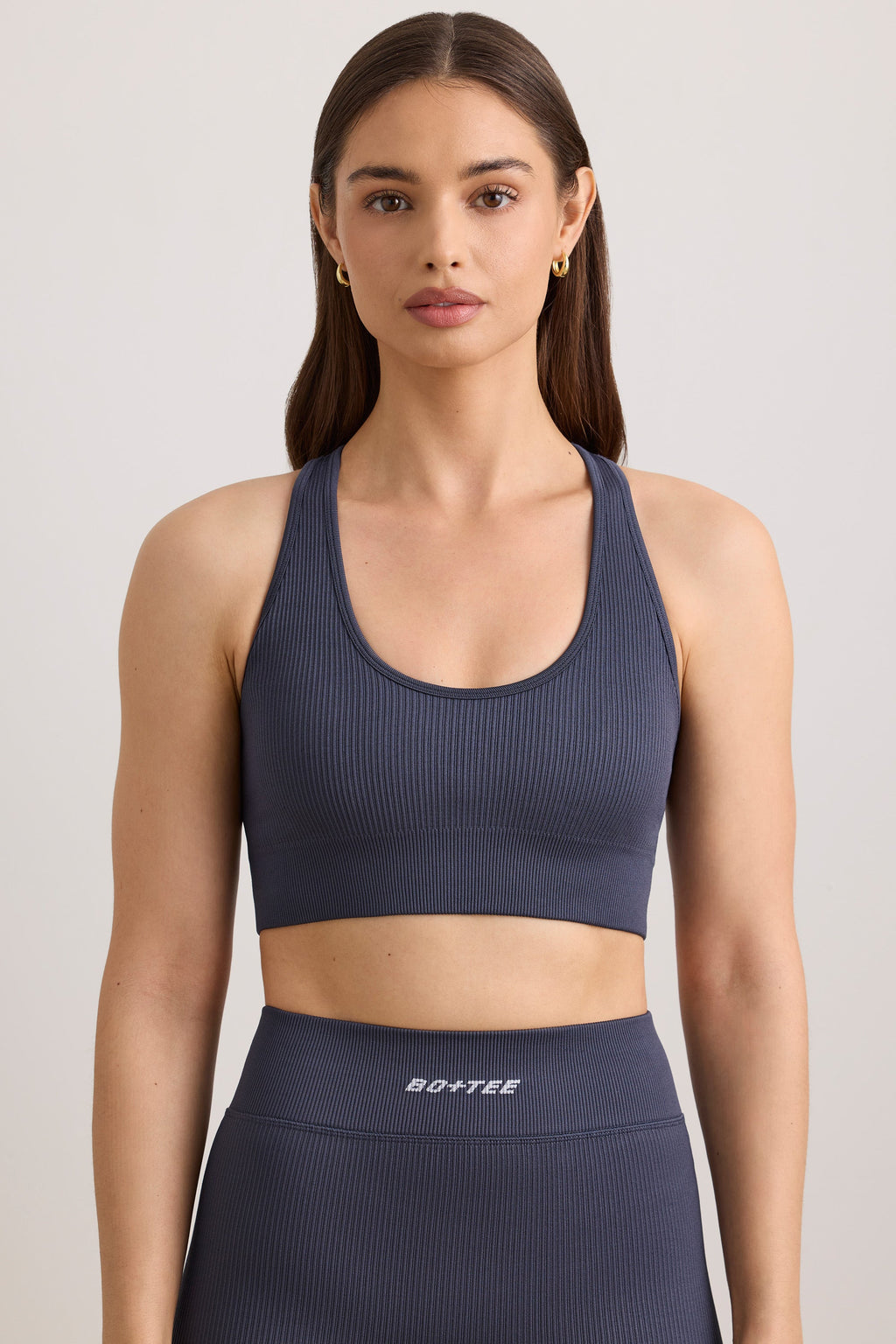 FlexiRib Racerback Sports Bra in Indigo Slate