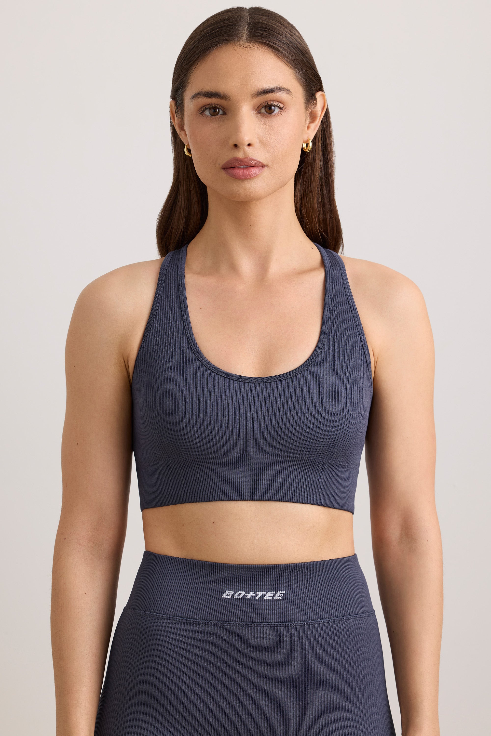 FlexiRib Racerback Sports Bra in Indigo Slate