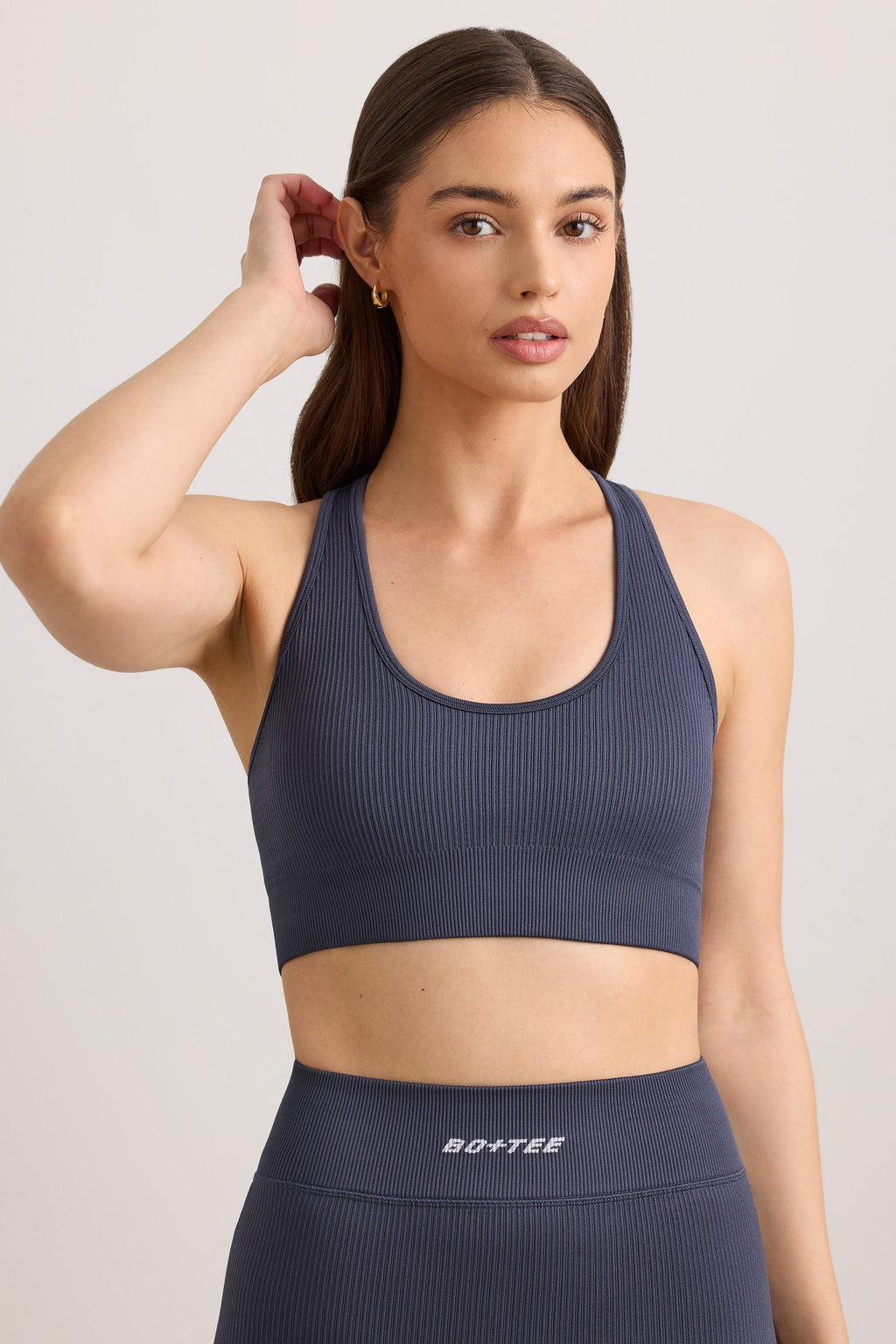 FlexiRib Racerback Sports Bra in Indigo Slate