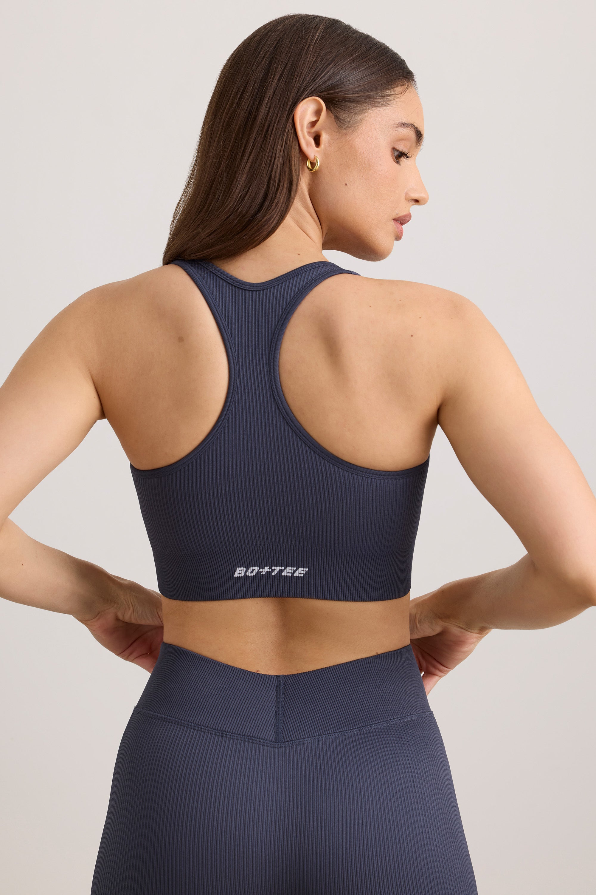 FlexiRib Racerback Sports Bra in Indigo Slate