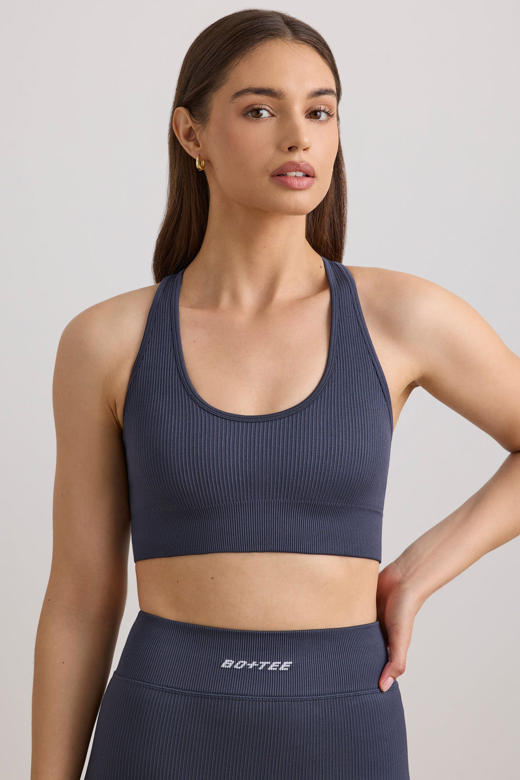 FlexiRib Racerback Sports Bra in Indigo Slate