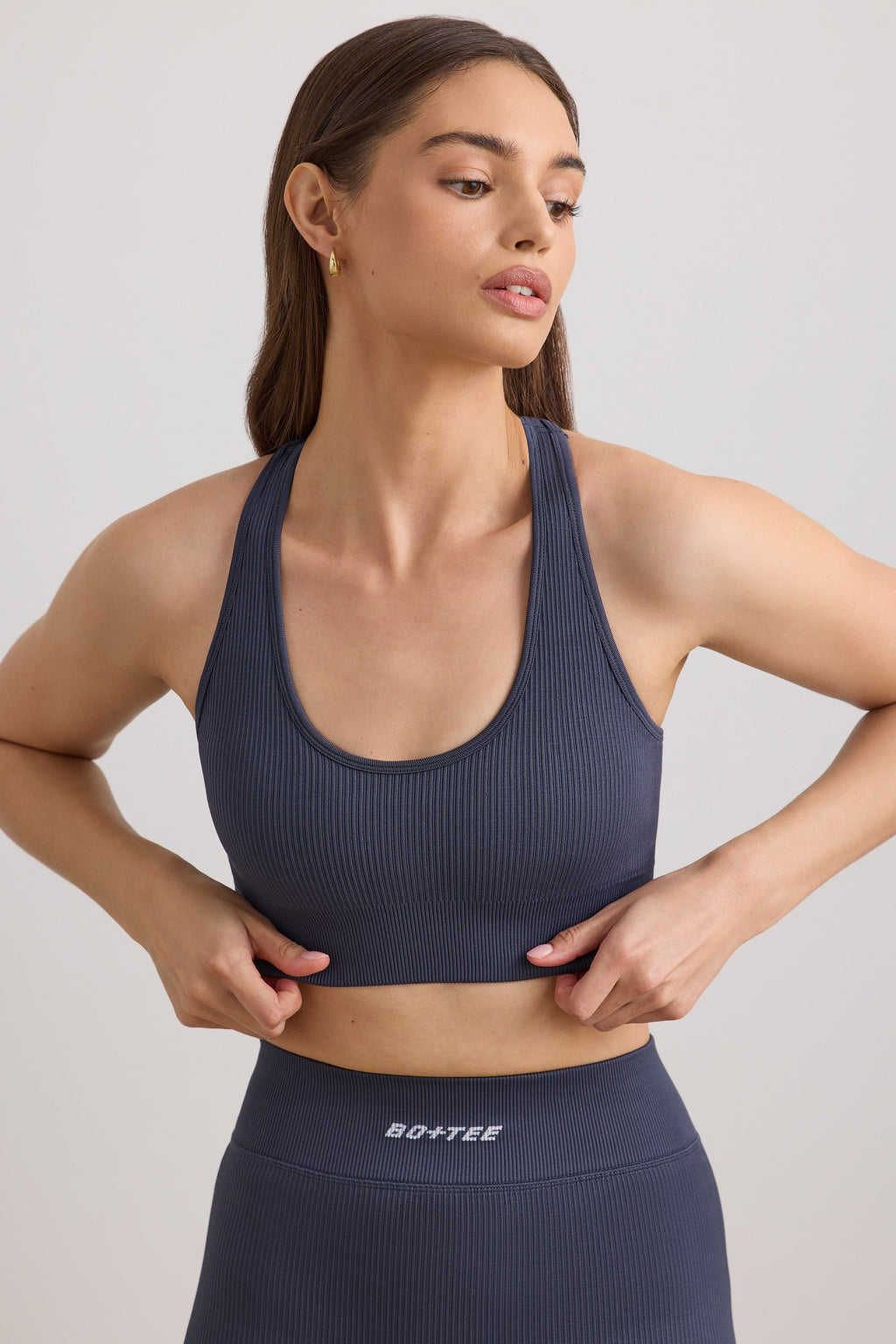 FlexiRib Racerback Sports Bra in Indigo Slate