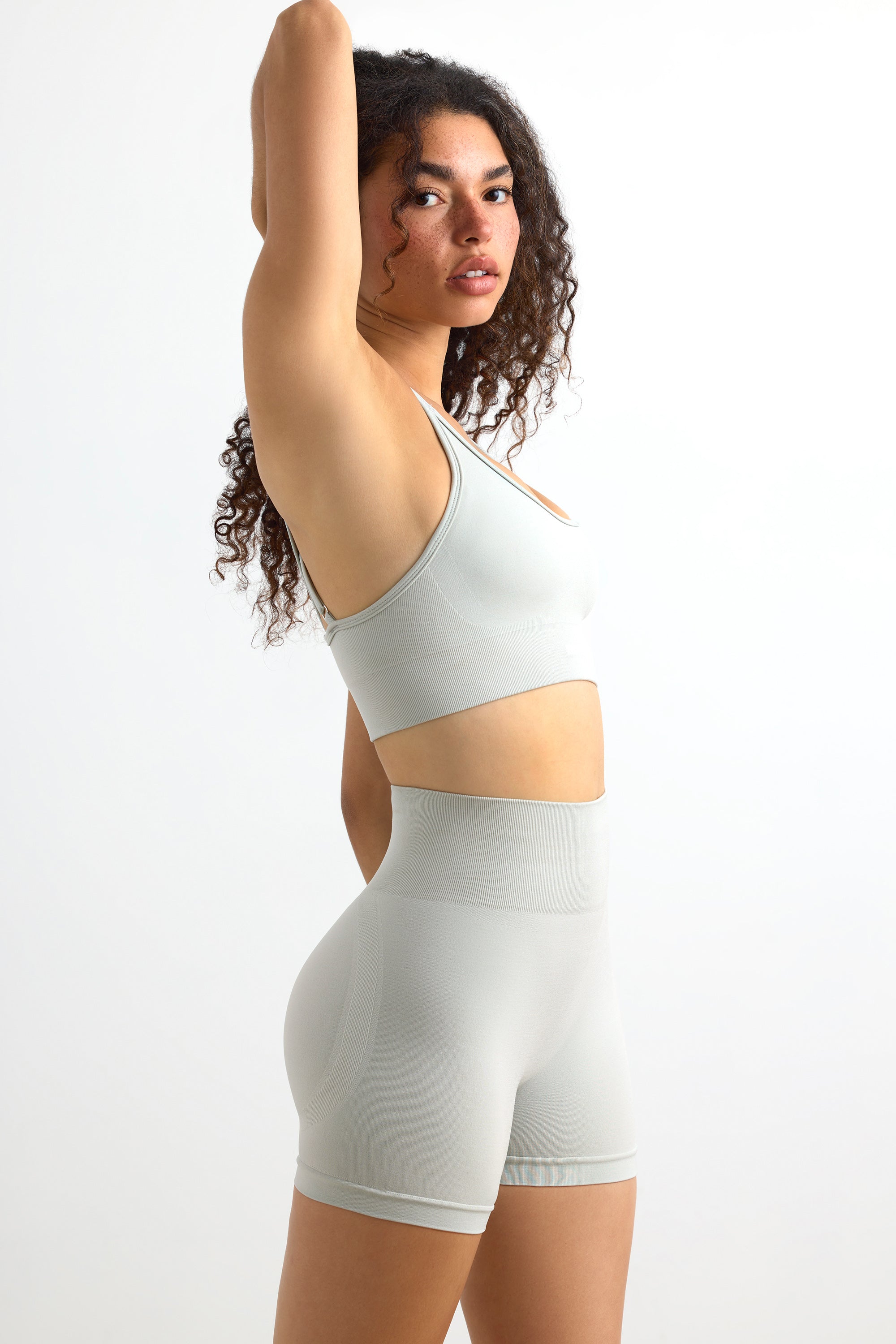 High Waist Define Luxe Mini Shorts in Grey