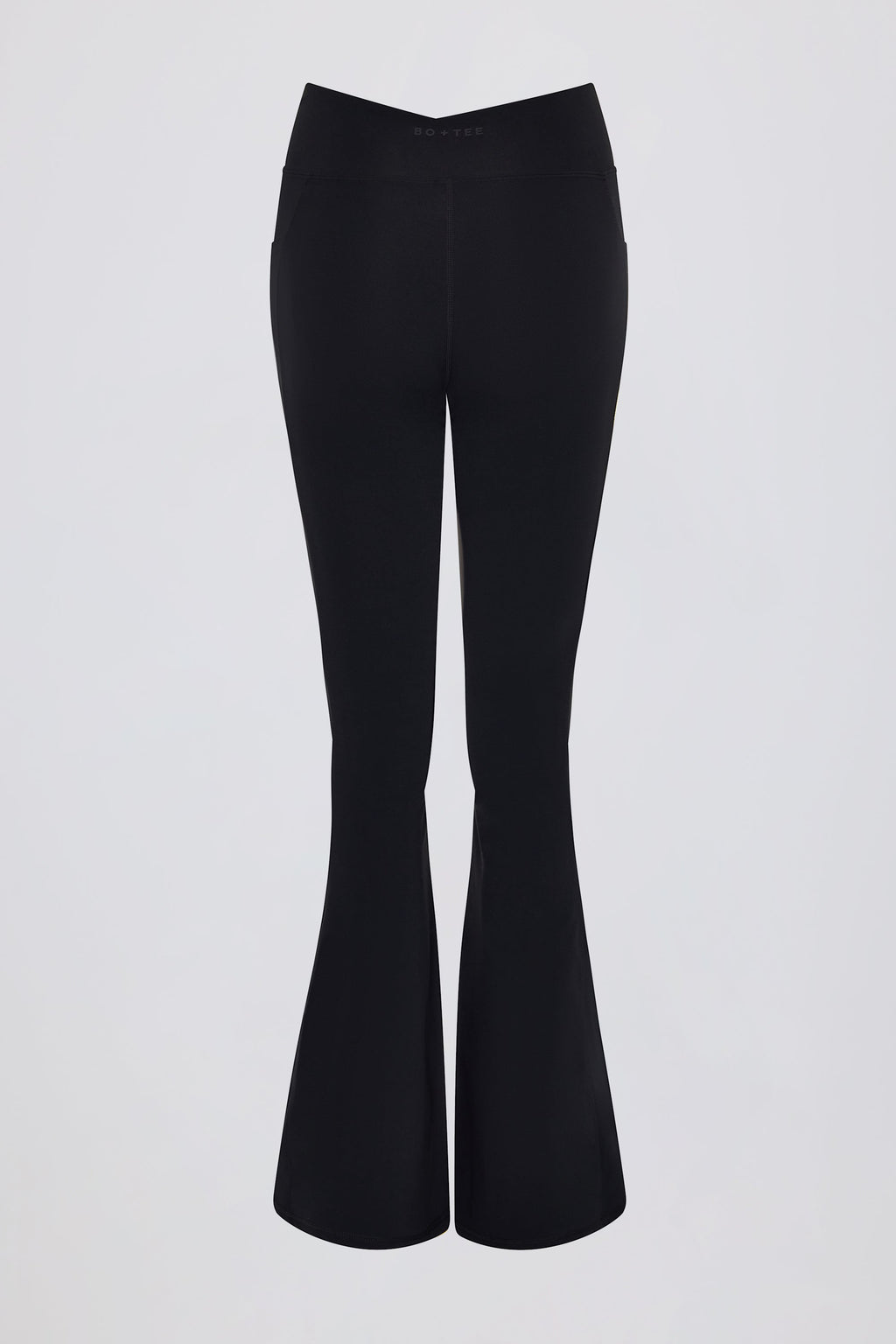 Soft Active V-Waist Pocket Flared Leggings in Black