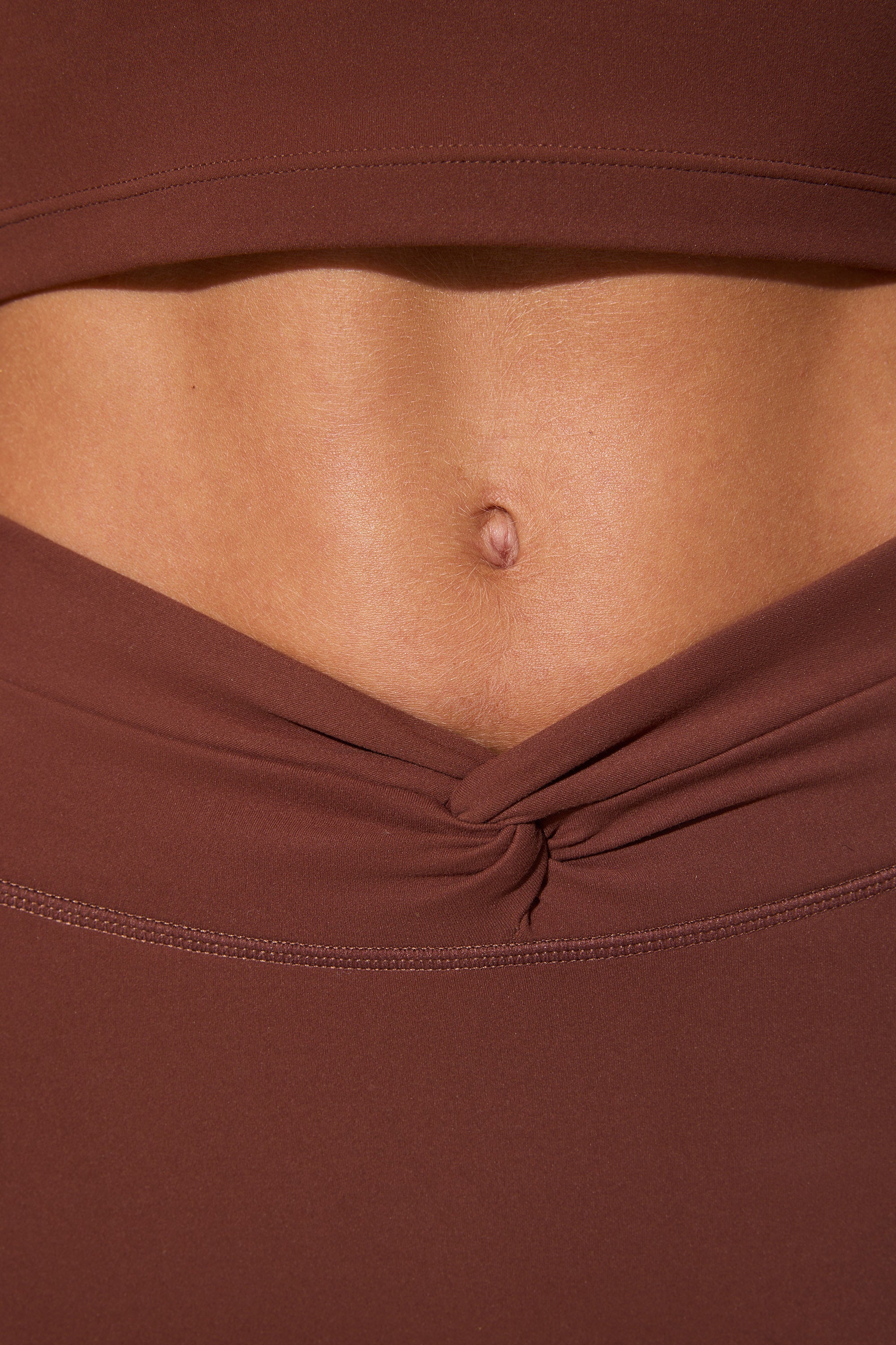 Twist Waist Mini Shorts with Pockets in Brown