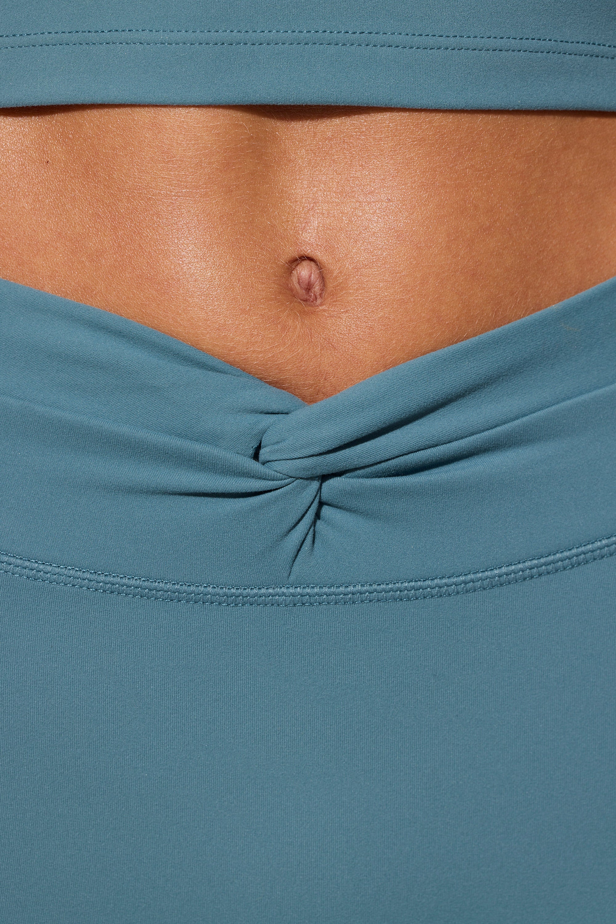 Twist Waist Mini Shorts with Pockets in Stone Blue