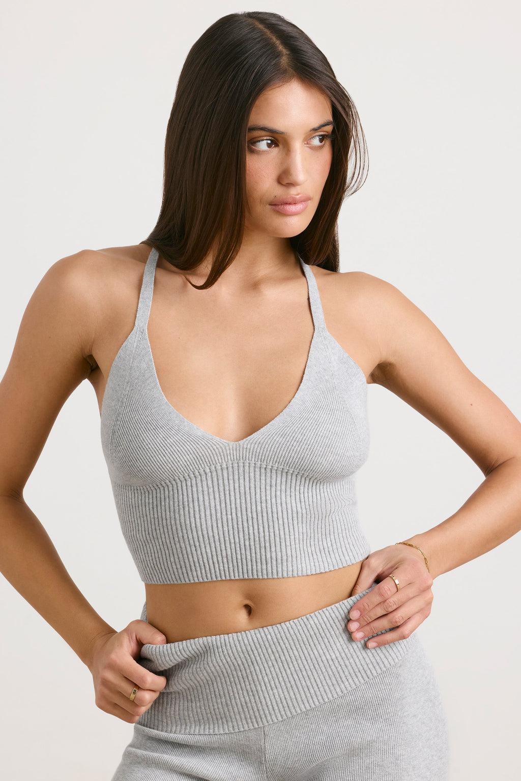 Chunky Knit Tank Top in Grey Marl