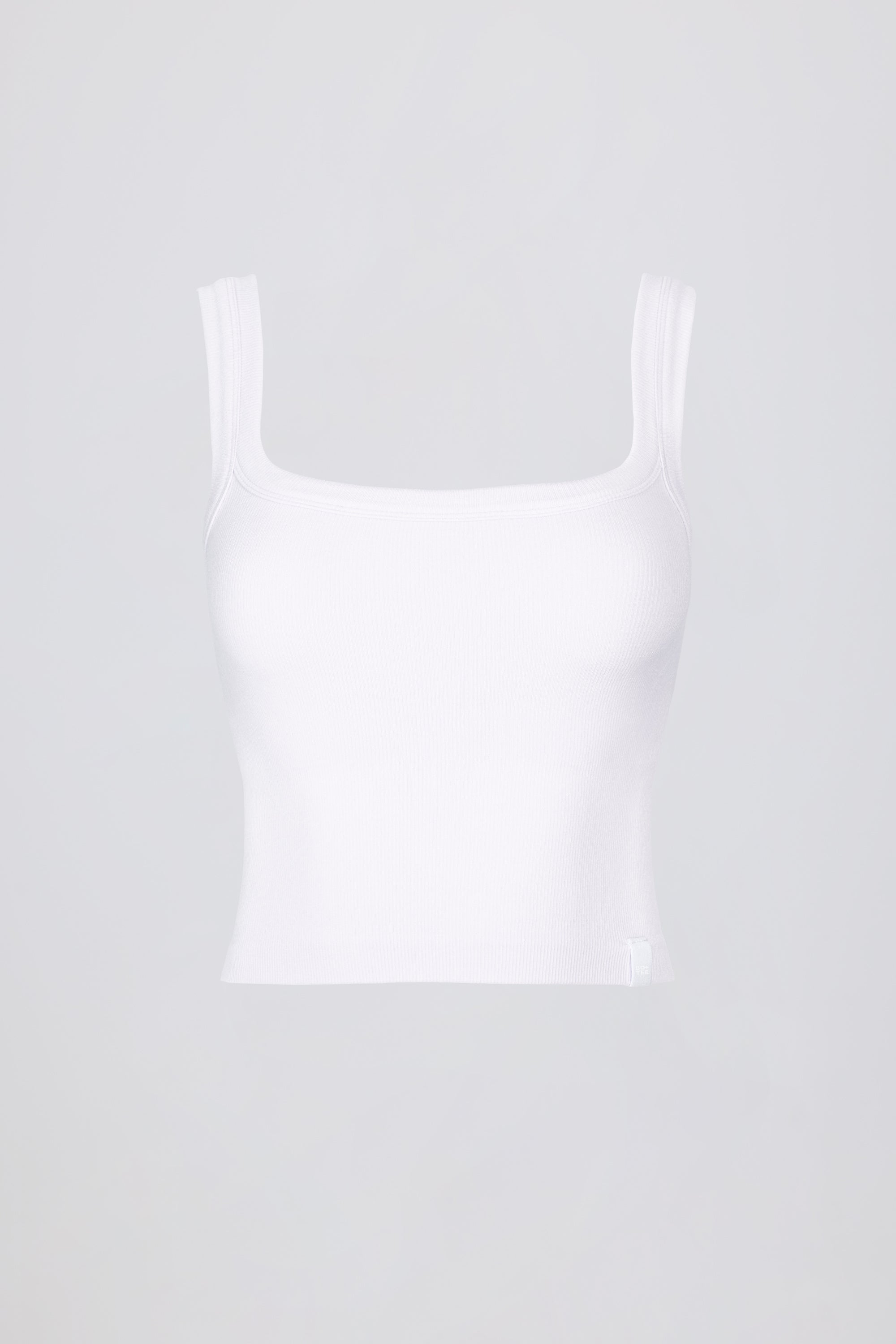 Seamless Soft Rib Square-Neck Tank Top in White