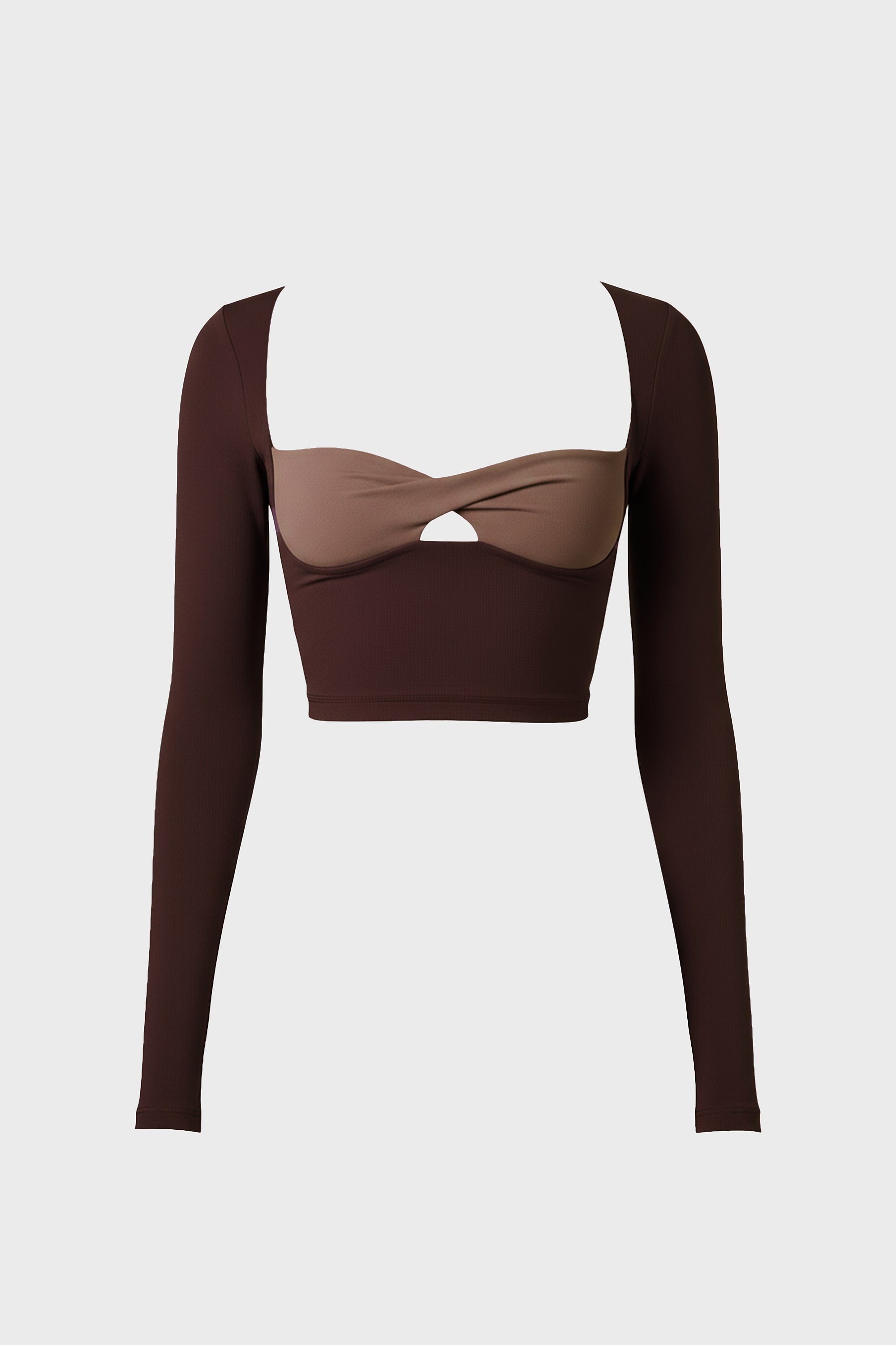 Soft Active Twist-Front Crop Top in Espresso