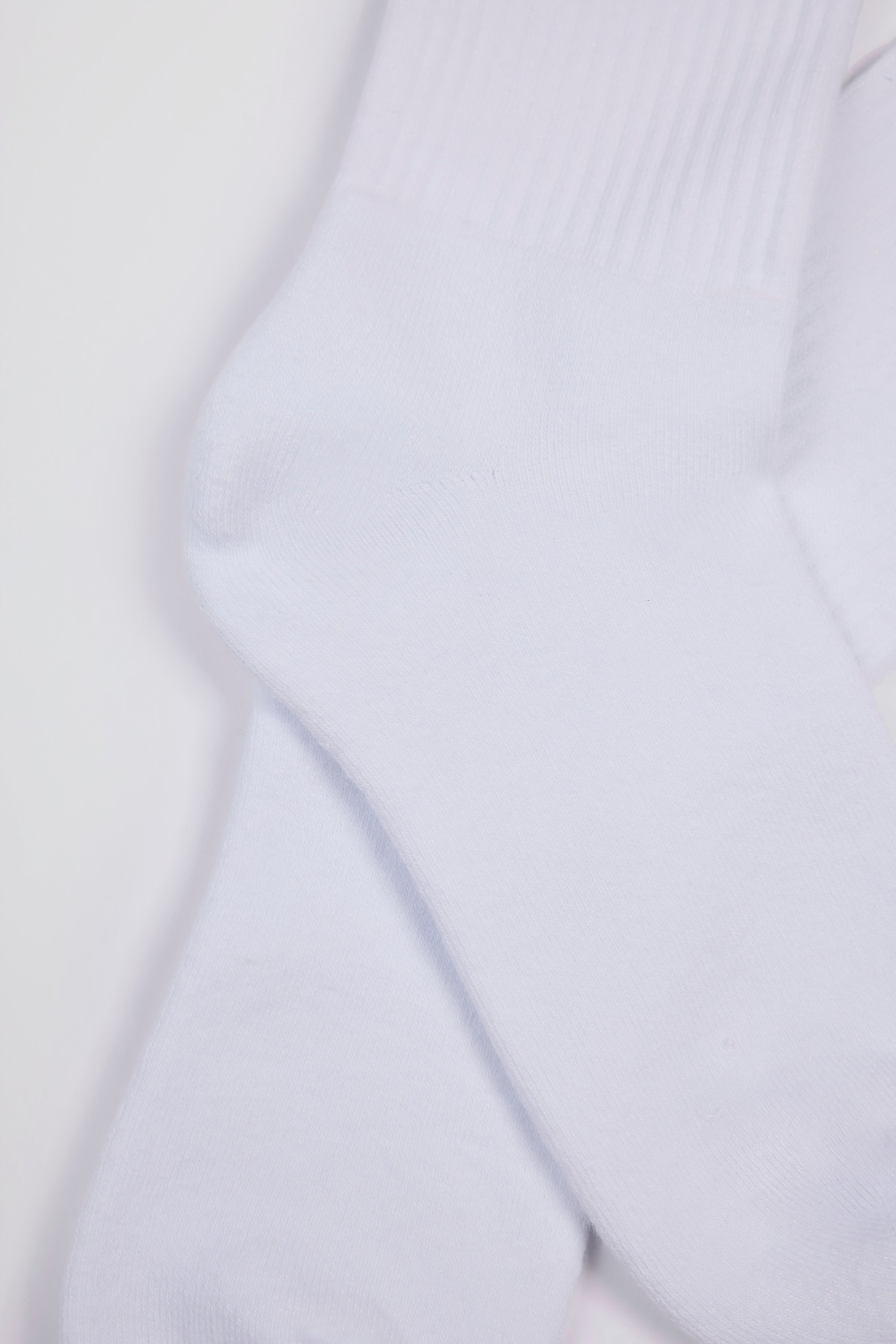 Ribbed Half-Crew Socks in White