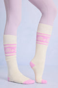 Cotton Knee-High Ski Socks in Powder Pink