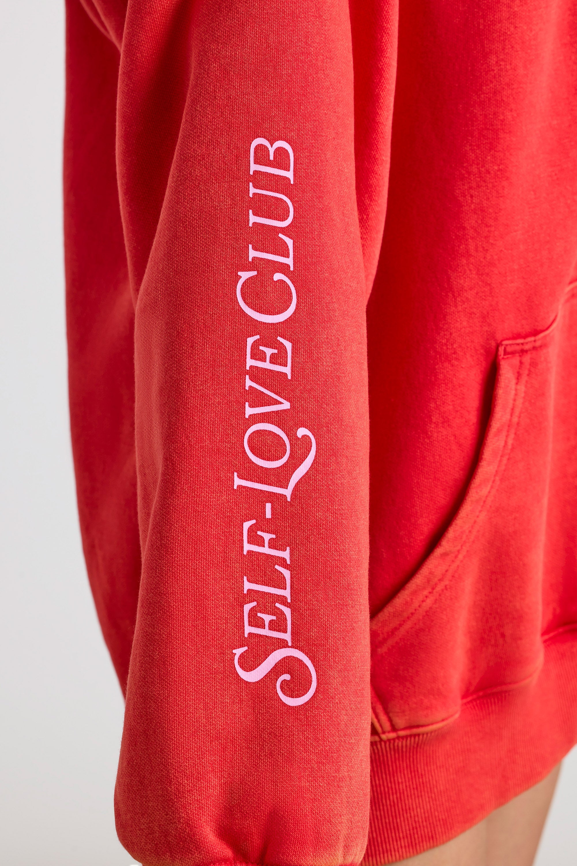 Soft Cotton Jersey Oversized Hoodie in Red