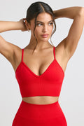 Define Luxe V-Neck Sports Bra in Red