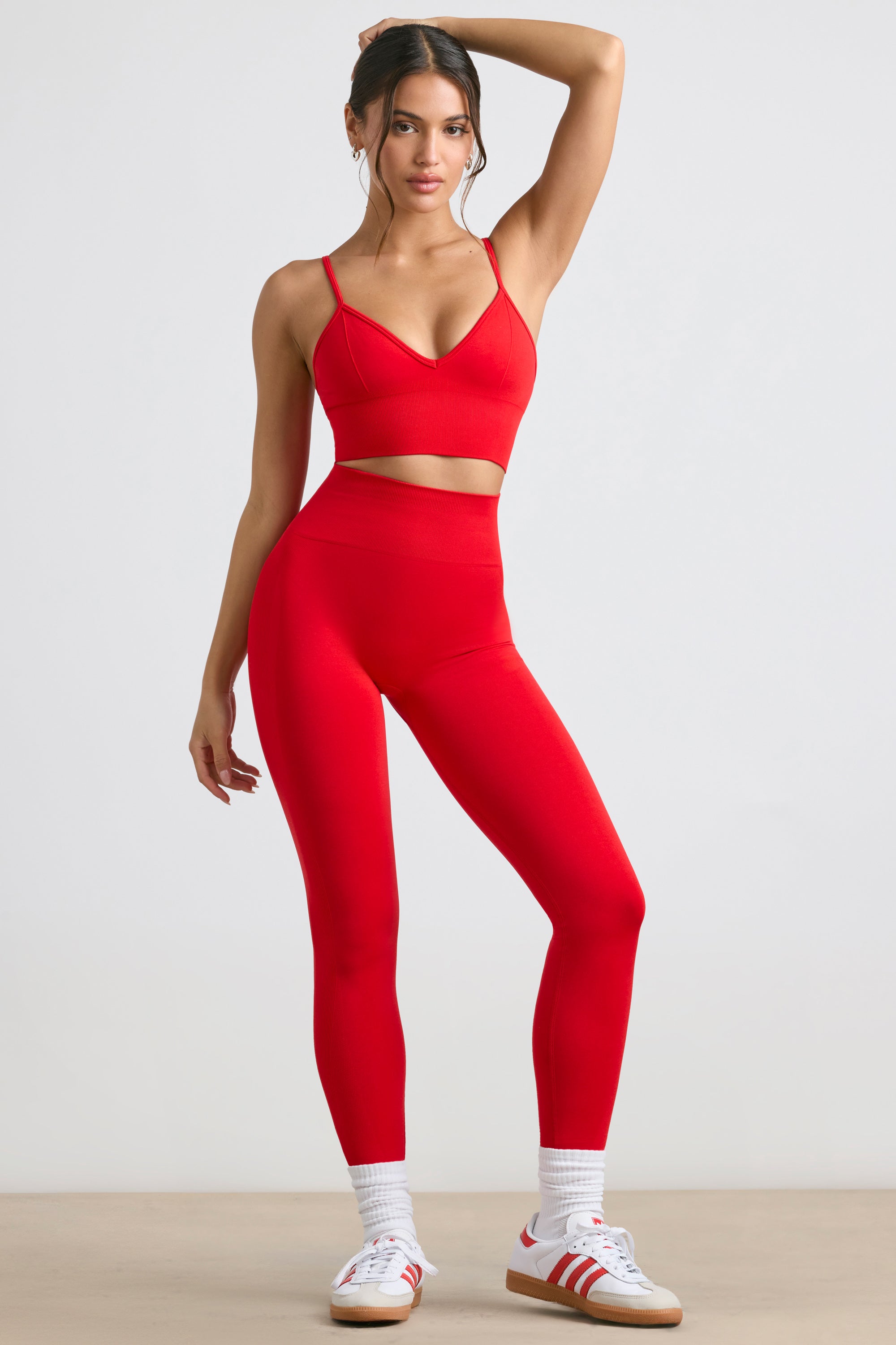 Define Luxe High-Waist Leggings in Red