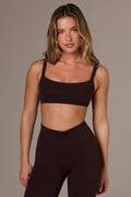 Soft Active Seam-Detail Sports Bra in Espresso