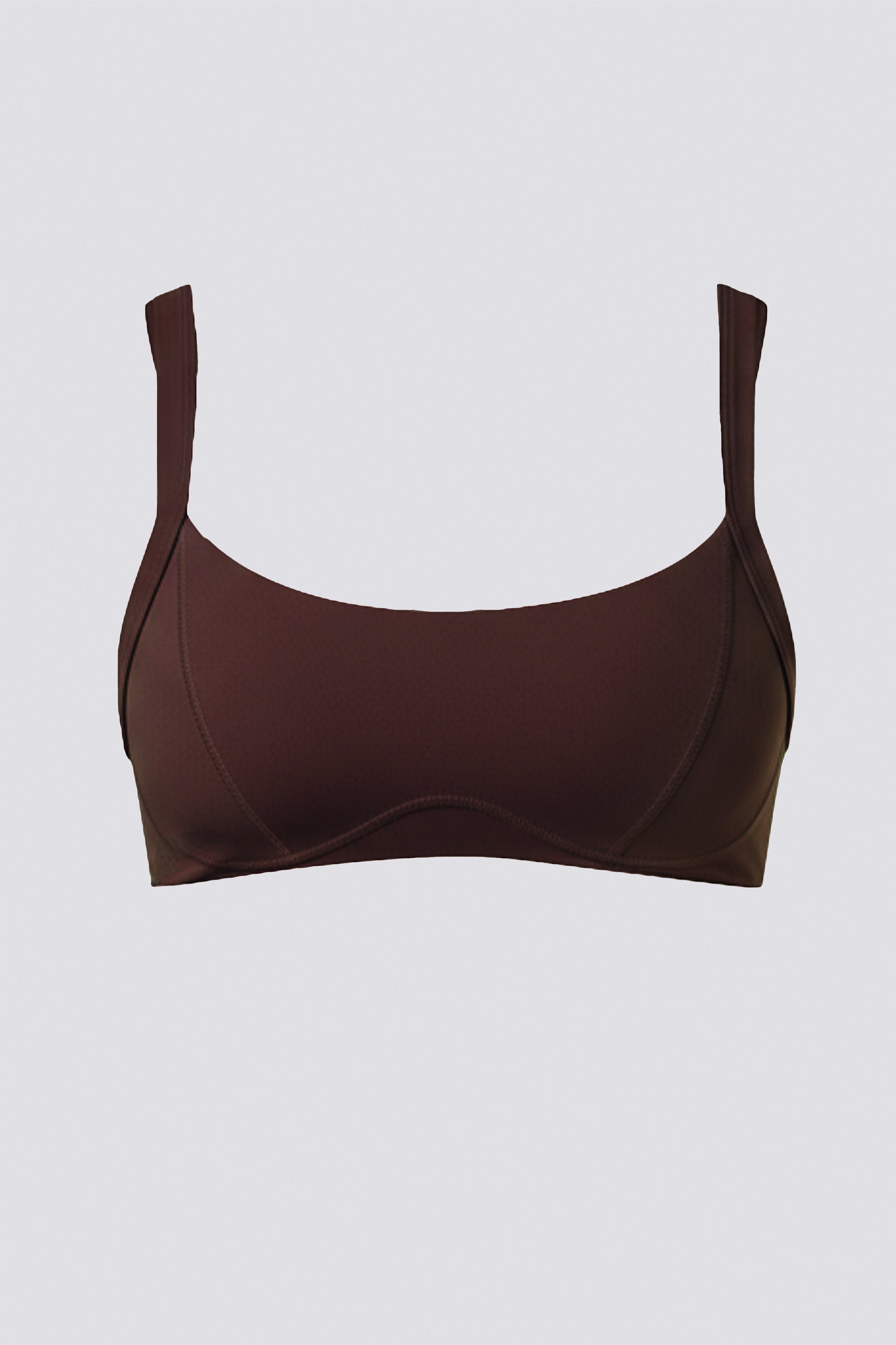 Soft Active Seam-Detail Sports Bra in Espresso