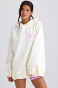 Heavyweight Brushed Fleece Oversized Hoodie in Egg Shell