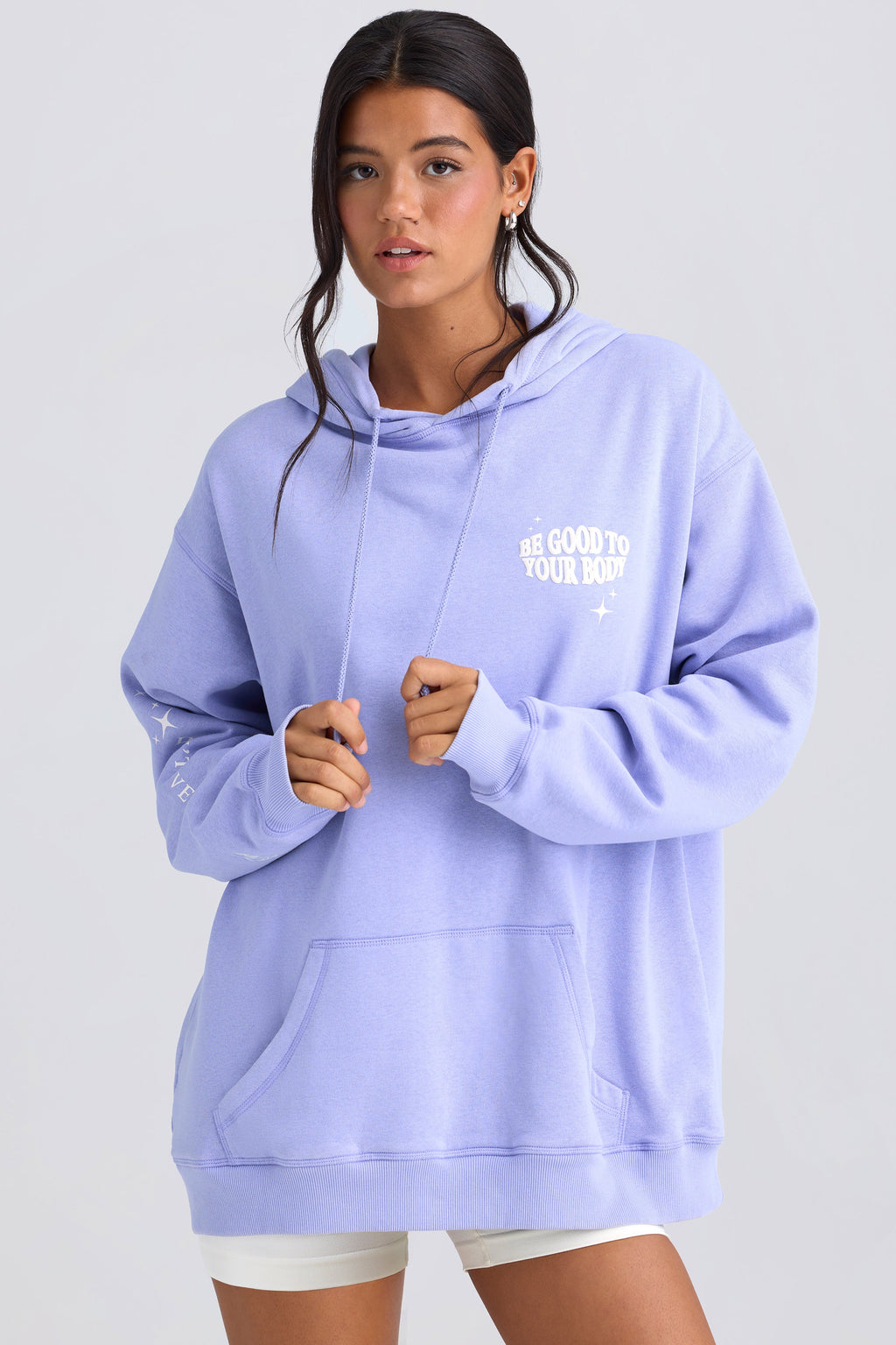 Heavyweight Brushed Fleece Oversized Hoodie in Periwinkle