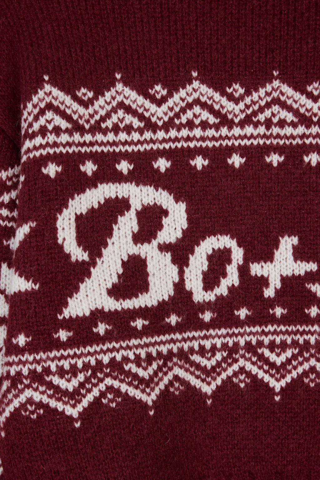 Jacquard-Knit Cropped Jumper in Crimson Red