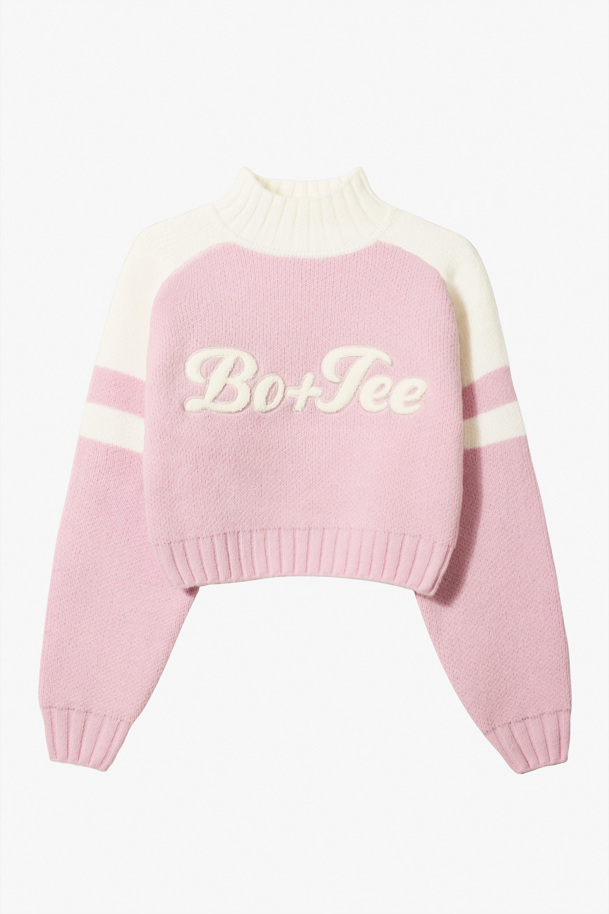 Knit Logo Cropped Jumper in Powder Pink