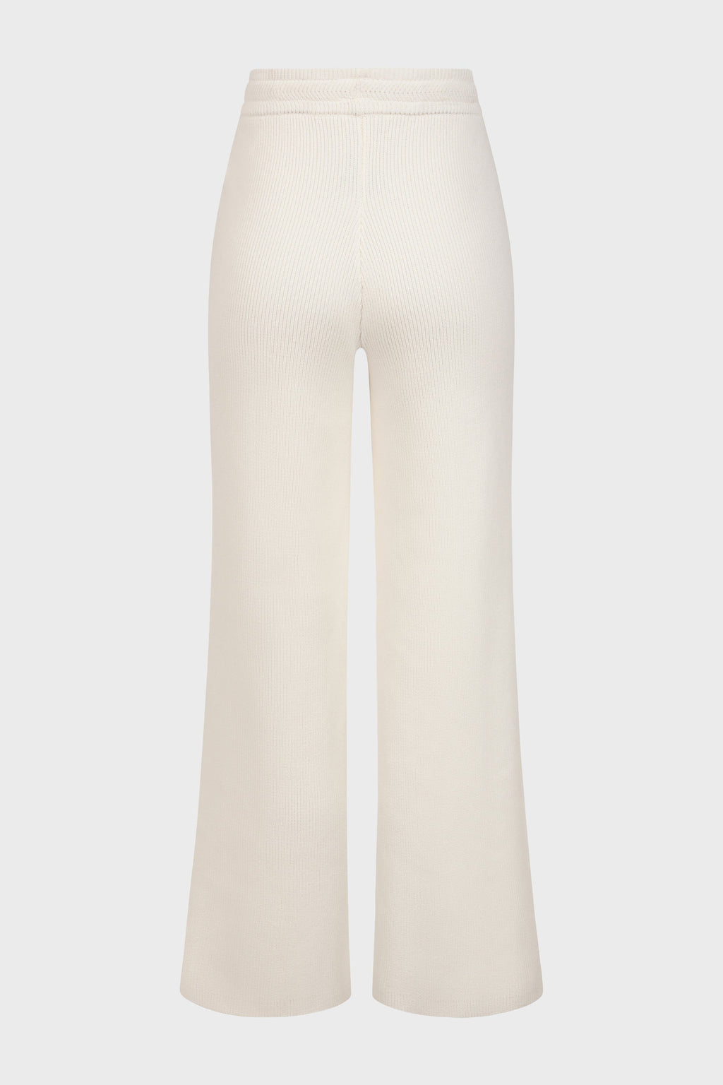 Ribbed Knit Wide-Leg Joggers in Ivory