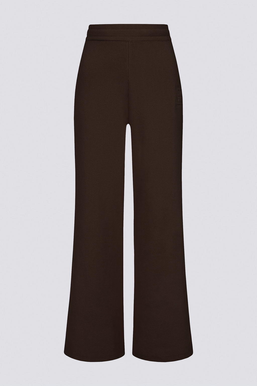 Ribbed Knit Wide-Leg Joggers in Pecan