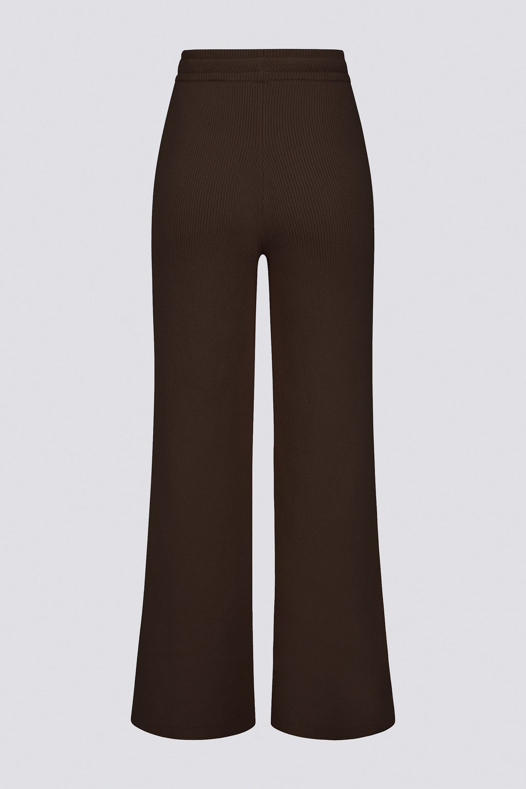 Ribbed Knit Wide-Leg Joggers in Pecan