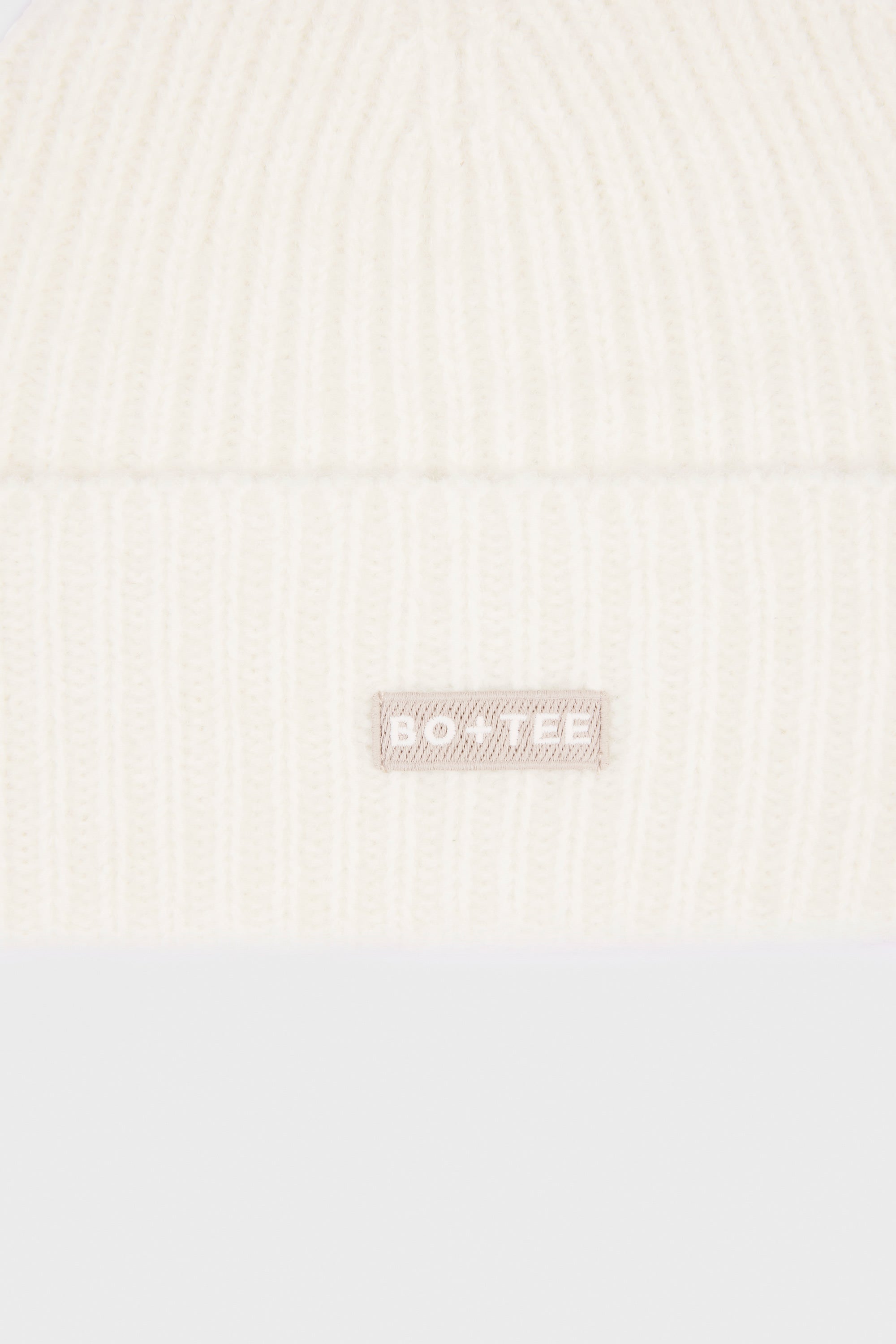 Ribbed Knit Beanie Hat in Ivory